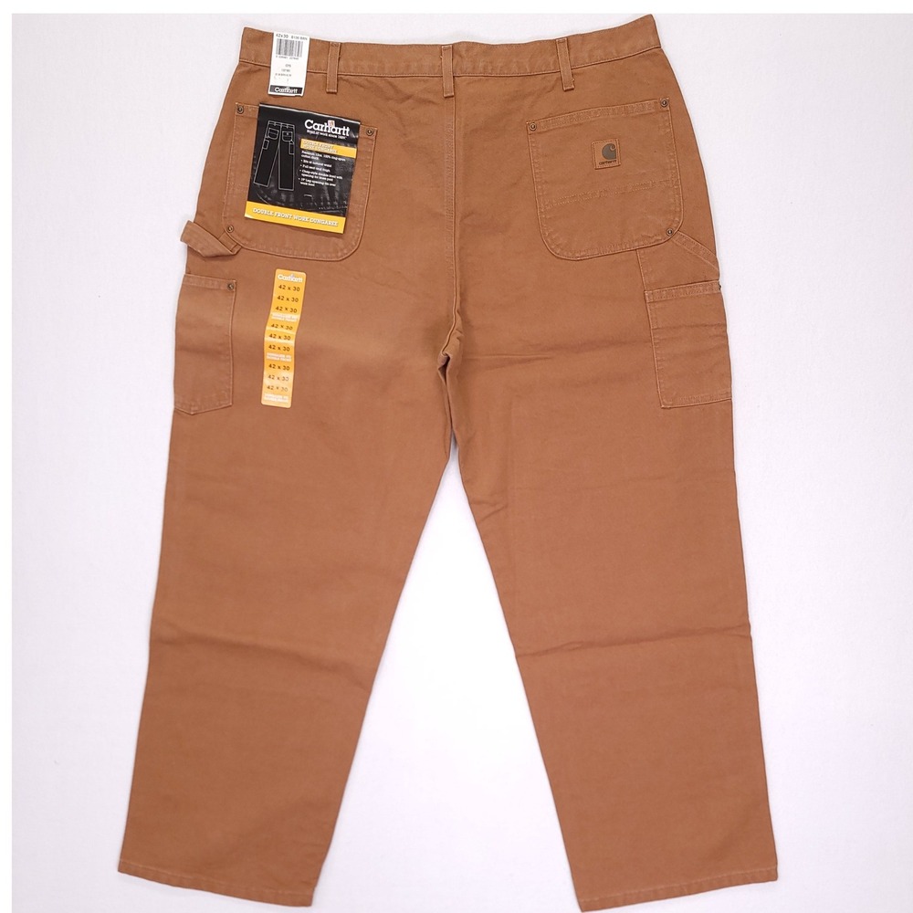 Vintage Carhartt B136 BRN Double Front‎ Work Dungaree Pants Brown 42x30 NWT